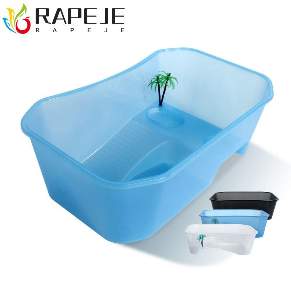 RAPEJE Turtle Vivarium Box, Basking Ramp Water Land Dual Use Turtle Aquarium, Nhựa Bền Loại Mở Bể Bò