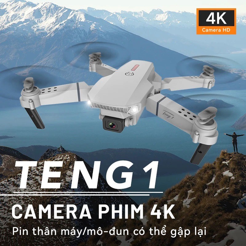 Flycam camera 4k mini E88 pro Máy 2 camera Full Hd (tặng kèm túi chống sốc)