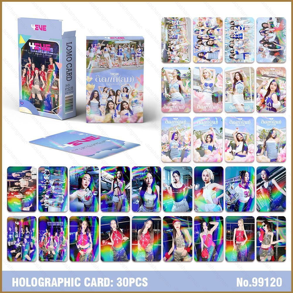 HK1 30 Cái / bộ 4EVE Thẻ Ảnh laser Hai Mặt LOMO Thẻ Bưu Thiếp Đóng Hộp Bộ Sưu Tập Thẻ KH1