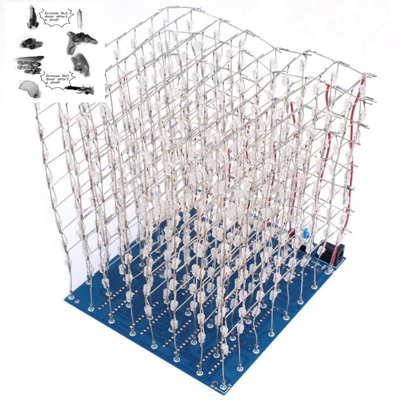 LED Cube 3D8 8x8x8 3D Led Cube Light DIY Kit Bộ dự án hàn 4.5-5.5V Bộ hàn vuông
