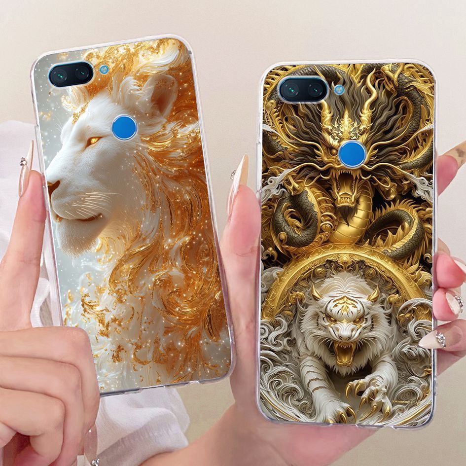 Dành Cho Xiaomi Mi 8 Lite Ốp Lưng Thời Trang Thoáng Mát Sư Tử Rồng Hoạt Hình Bao Silicon Mềm Ốp Lưng