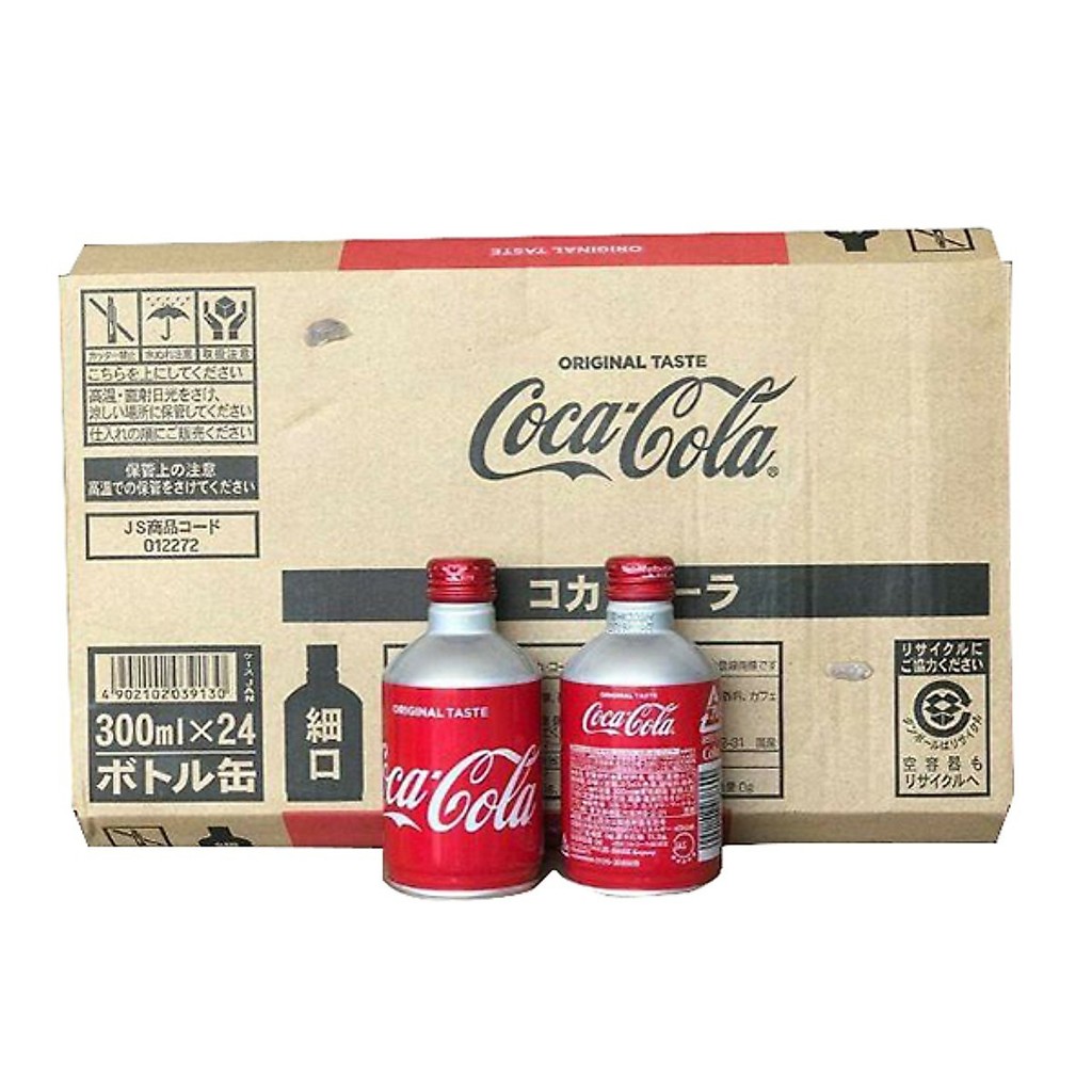 Thùng 24 Chai Nước Ngọt Coca Cola 300ml Nhật Bản, Nước Ngọt Coca Nhật Bản Chai Nhôm Nắp Vặn 300ml