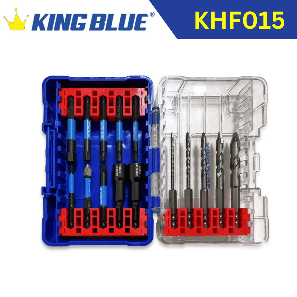 Bộ mũi khoan đa năng KingBlue ĐN KHF015 - Dụng cụ điện nước dân dụng, Thép S2 cao cấp - Hàng chính h