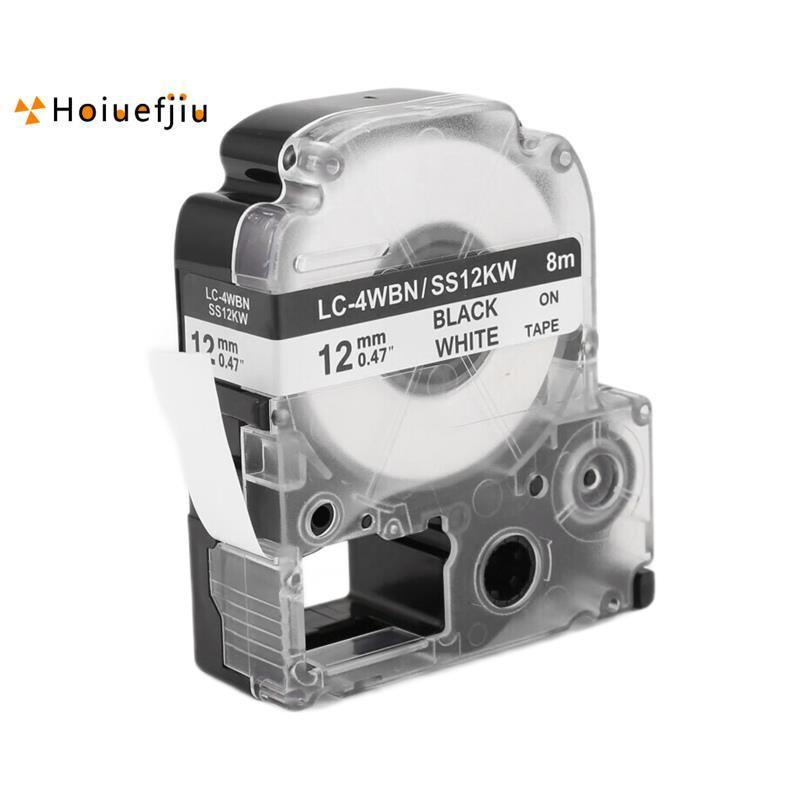 5 Gói Thay Thế -4WBN LC-4WBN9 (SS12KW) Băng Nhãn Cho LabelWorks LW300 LW400 LW500 LW700 Đen Trên Trắ