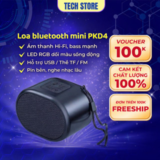 Loa bluetooth mini PKD4 bass mạnh, nghe nhạc pin lâu hỗ trợ thẻ nhớ, USB, kết nối dây máy tính và PC