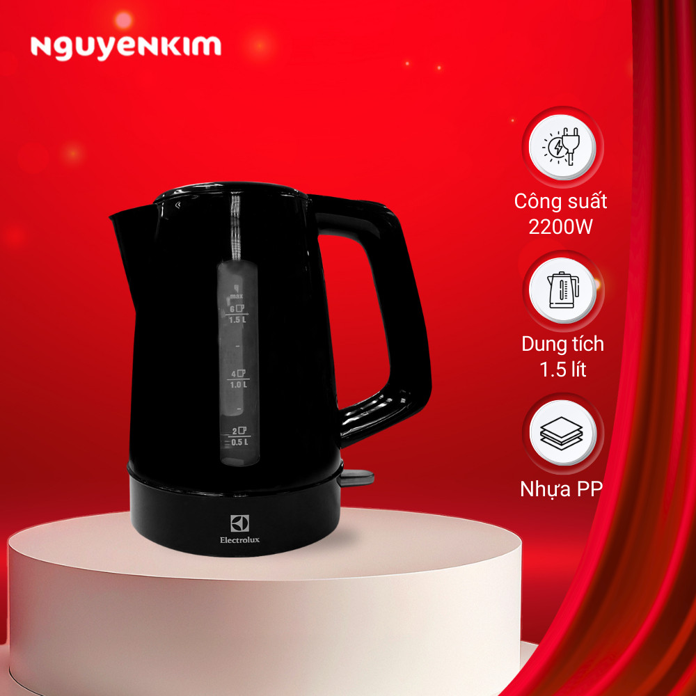 [NGỪNG BÁN] Bình đun siêu tốc Electrolux 1.5 lít EEK1303K