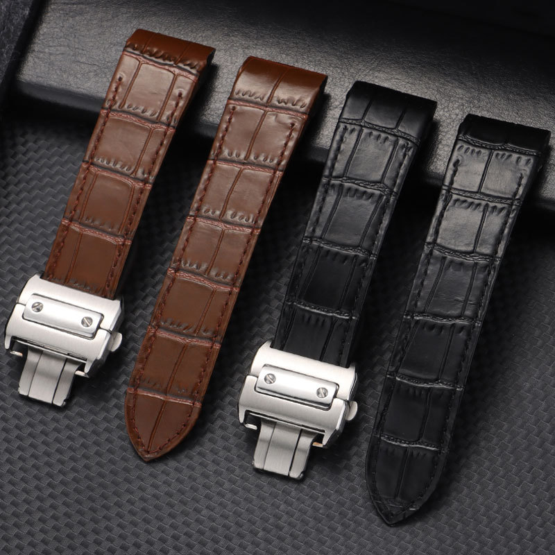 Vintage Top Layer Da Thật Chính Hãng Dây Đeo Đồng Hồ 20 Mm 23 Mm Cho Cartier Santos Da Bò Dây Đeo Đồ