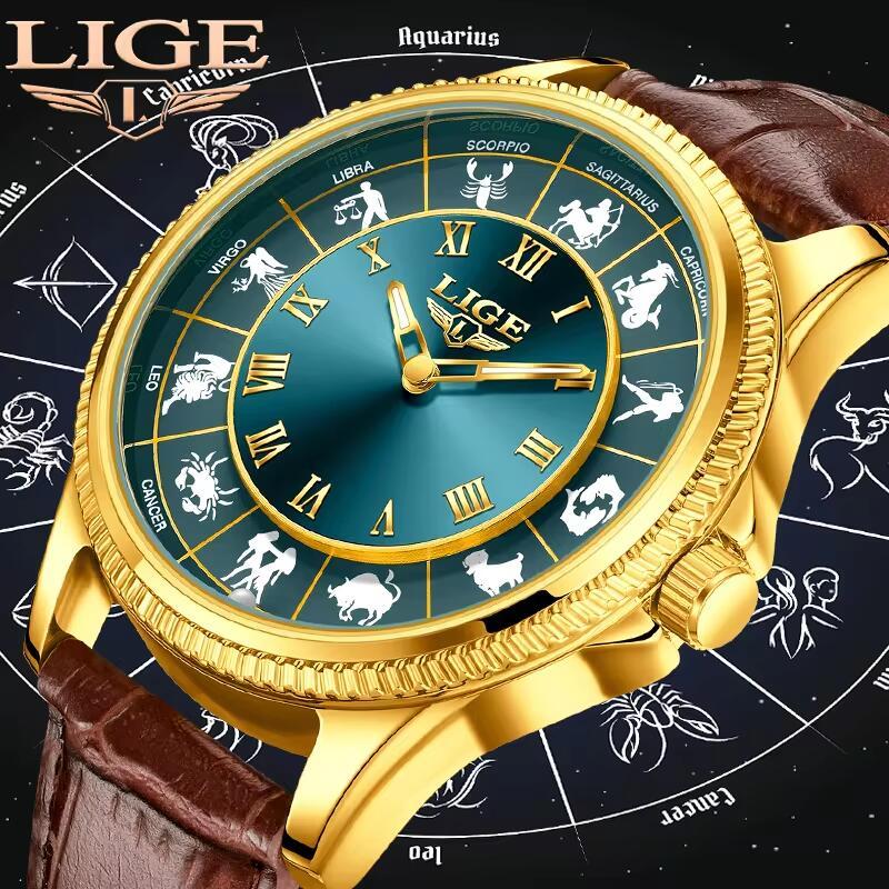 Đồng hồ nam LIGE Đồng hồ đeo tay thạch anh phát sáng không thấm nước sáng tạo