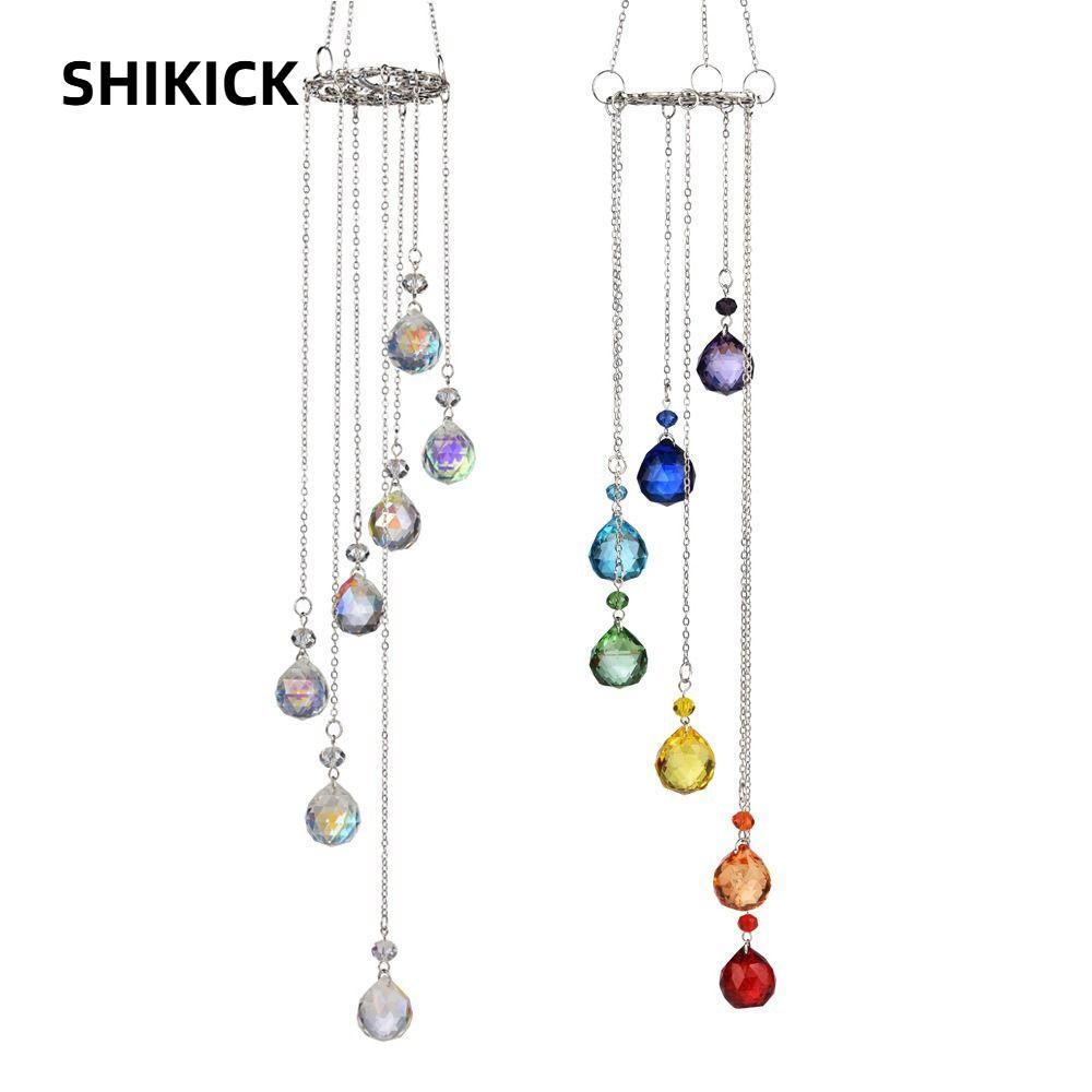 SHIKICK Sun Catcher Crystal, Pha lê treo cầu vồng bảy màu, Kính màu AB Trang trí ngoài trời