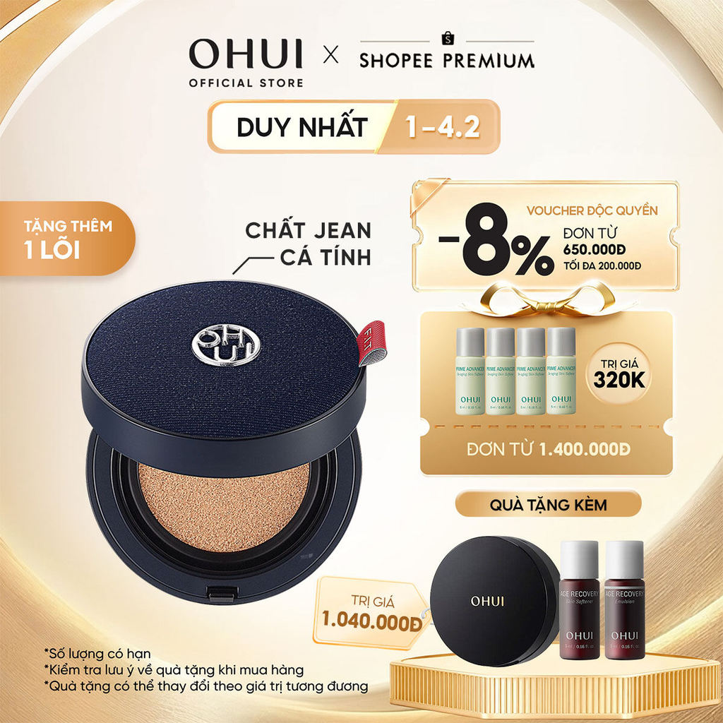 [OHUI Official] Phấn nước chuyên che phủ kiềm dầu bền màu OHUI Ultimate Longwear Jean Cushion SPF35+