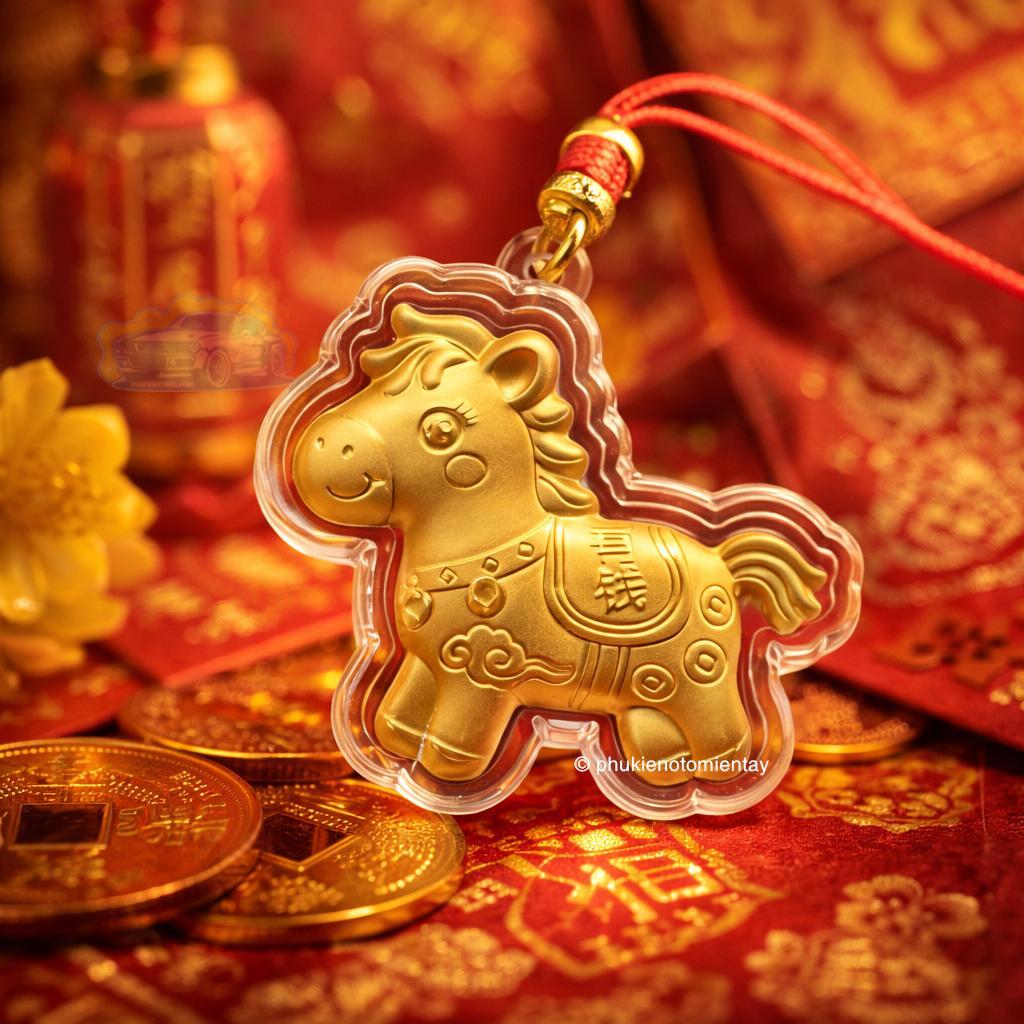 Móc Khóa Ngựa Mạ Vàng Phong Thủy Mã Đáo Thành Công  Quà Tặng Tết May Mắn 4