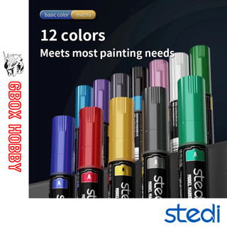 Bút sơn mô hình màu cơ bản 2 đầu Color Marker Stedi cao cấp Quân sự Gundam DMM gốc nước