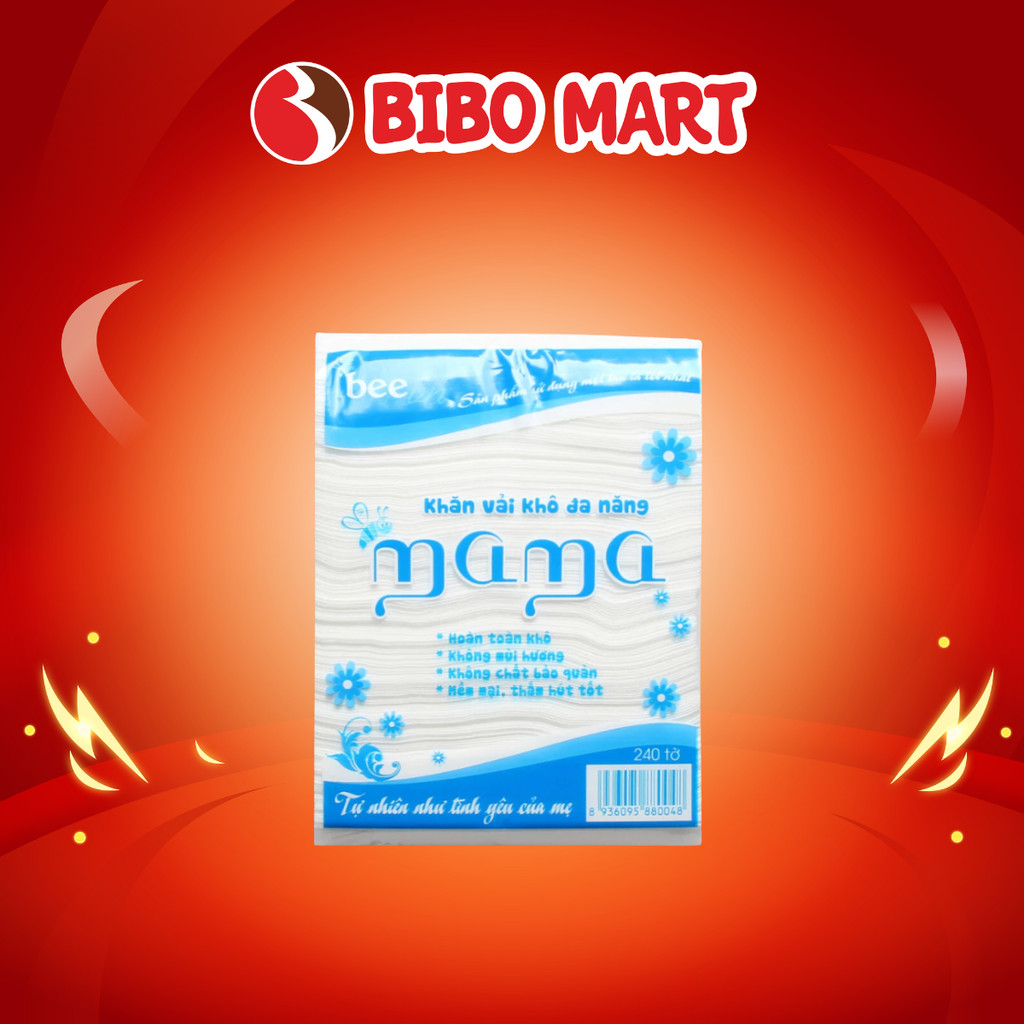 Khăn Vải Khô Đa Năng Mama Khăn Vải Không Dệt Dai Mềm Co Giãn An Toàn Cho Làn Da Bé 240 Tờ - Bibomart