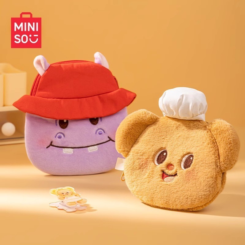 MINISO Gấu Bơ Ví Đựng Tiền Xu Hoạt Hình Sang Trọng Búp Bê Nhỏ Ví Đựng Tiền Xu Mặt Dây Chuyền Dễ Thươ