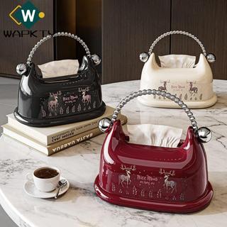 Hộp đựng khăn giấy WAPKTY, Hộp đựng khăn giấy hình túi xách cao cấp, Bàn cà phê Hộp đựng khăn giấy di động phong cách kem thẩm mỹ cao cấp tại nhà