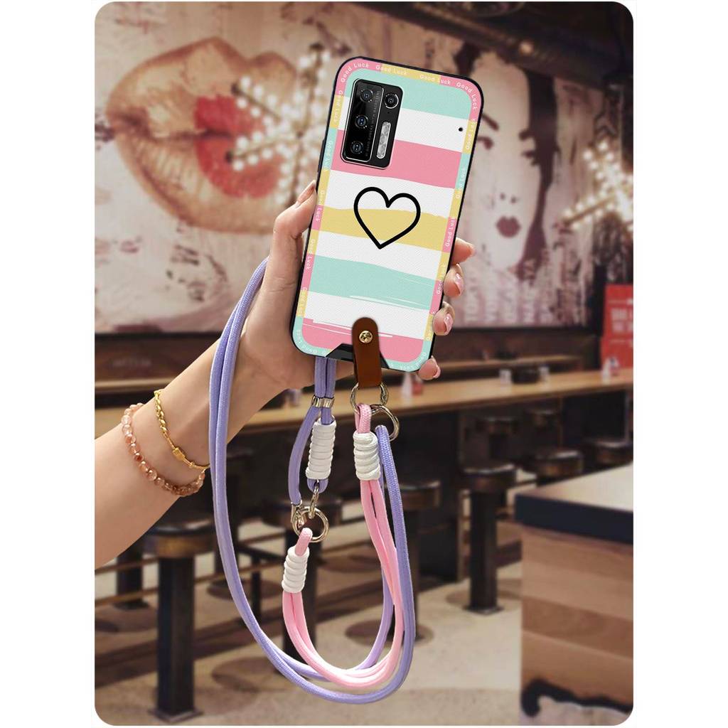 Ốp Điện Thoại Bọc Toàn Bộ Dễ Thương Cho Doogee S97 Pro Ốp Lưng Mềm Dây Buộc Hoạt Hình Chéo Graffiti 