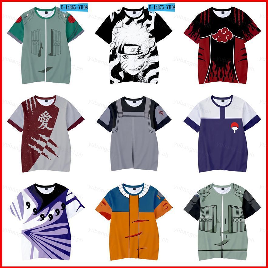 Áo thun unisex Naruto Anime Akatsuki cho nam nữ, phù hợp cosplay nhân vật Kakashi và Sasuke, thiết k