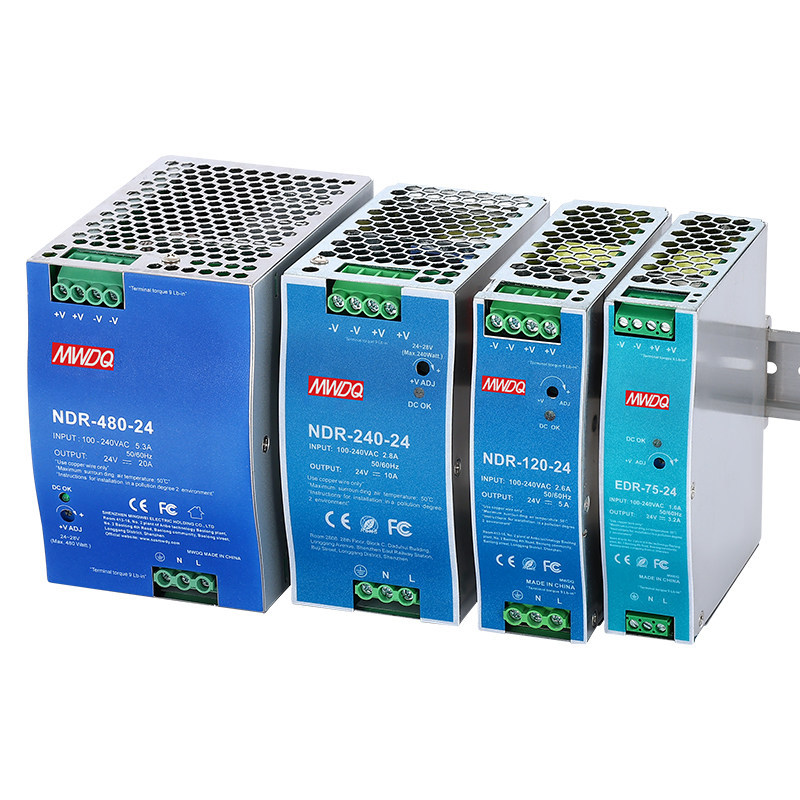 MWDQ EDR-120-24 Bộ nguồn chuyển mạch loại đường ray 12 / 48V NDR Card Rail edr-75 / 150 / 240 / 480w
