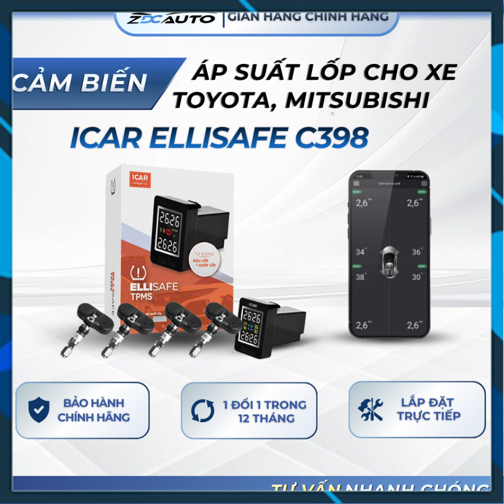 [Hàng mới về] Cảm Biến Áp Suất Lốp Zin theo xe Hãng Toyota, Mitshubisi cắm lỗ chờ Zin theo xe ICAR E
