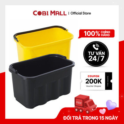 Xô Nhựa Vuông 9.5L Vàng/ Đen – Có Quai Cầm Chắc Chắn – Dễ Dàng Di Chuyển – Cobi Home