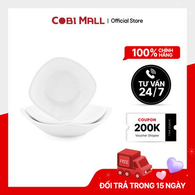 Đĩa Nhựa Melamine Lòng Sâu, Chịu Nhiệt Cao Màu Trắng - Cobihome
