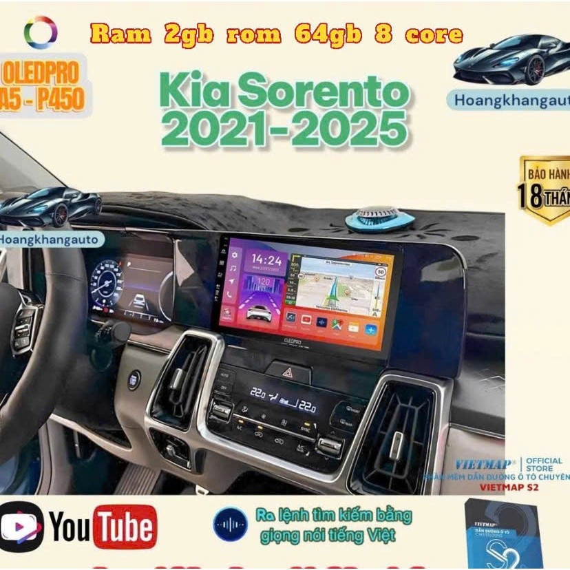 Combo  Màn Hình Android OLEDPRO A5 _ P450 theo xe Sorento 2021-2025,  inch và jack zin