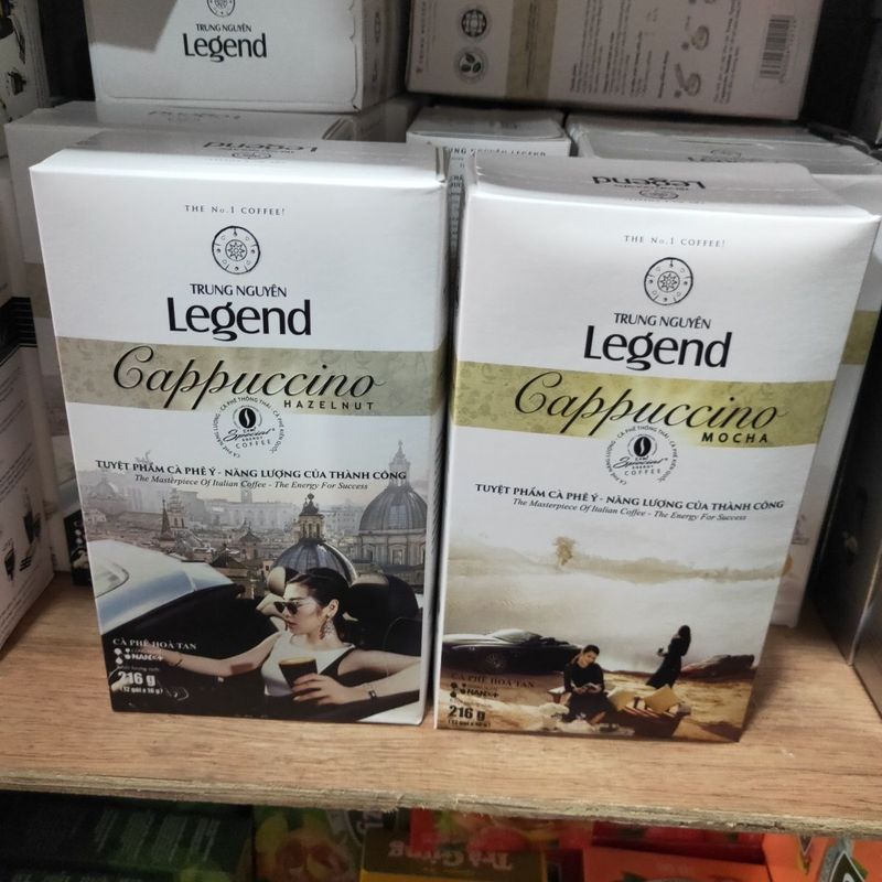 Việt Nam trung Nguyên Legend Cappuccino Mocha Hazelnut Bột cà phê hòa tan 3 trong 1 216g 3.9v