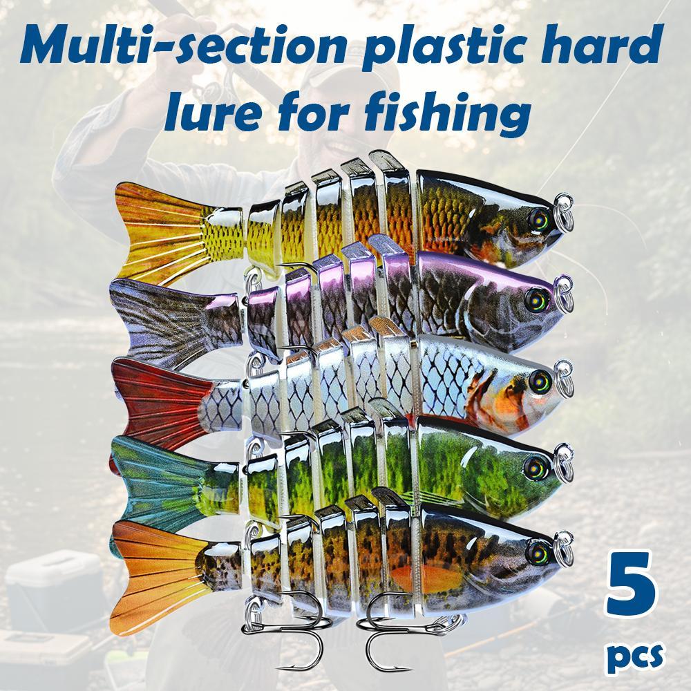 Swim Bait Wobbler Minnow 7 Đoạn Nhựa, Chìm, Hiệu quả với Mồi Cứng G9O9