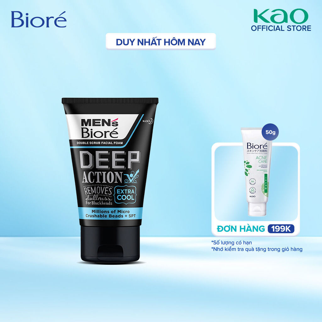 Sữa Rửa Mặt Men Biore Hạt Tác Động Kép Mát Lạnh Sảng Khoái 100g