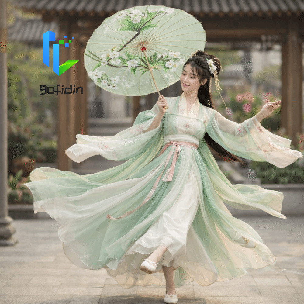 GOFIDIN Ô dù giấy dầu cổ điển GOFIDIN, Ô dù nữ bằng vải lụa cầm tay phong cách Trung Quốc, Vintage 7