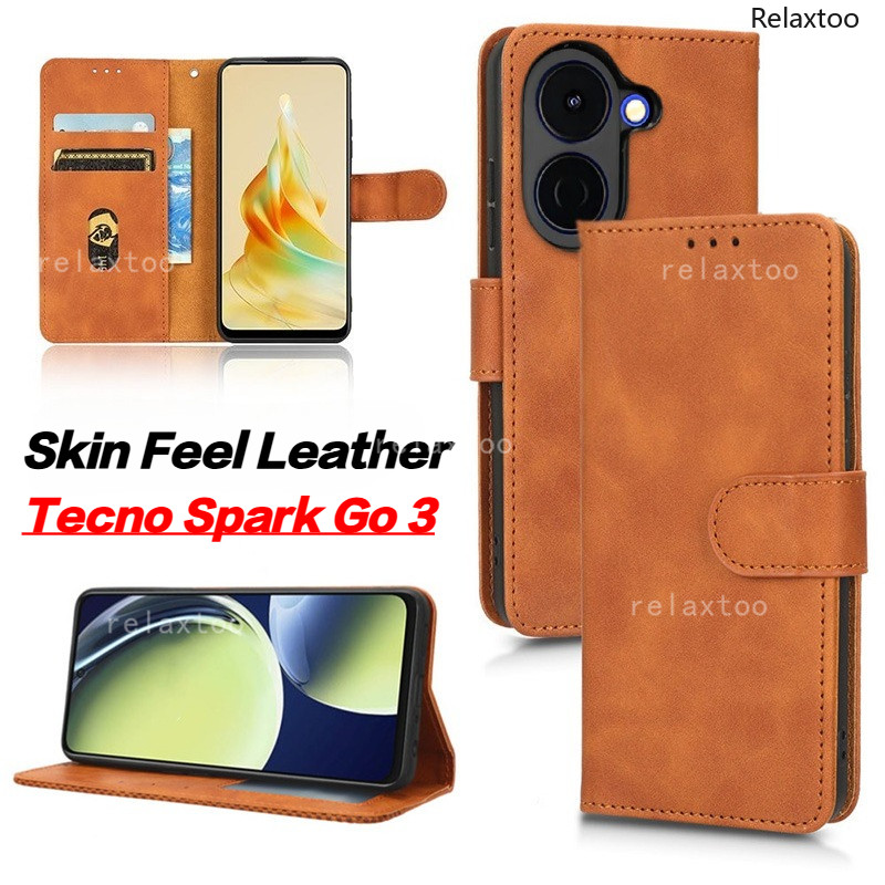 Vỏ Da Lật Cho Tecno Spark Go 3 Go3 s Pro 3s 3Pro Go3s SparkGo3s KN3 5G 4G Khe Cắm Thẻ Ví Giá Đỡ Từ T