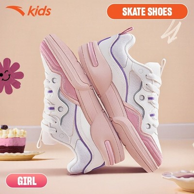 ANTA Kids Giày Sneaker Bé Gái size 35-39 Thời Trang Đế Bằng Giày trẻ em Microbread  Êm Nhẹ Thoáng Khí A22538035