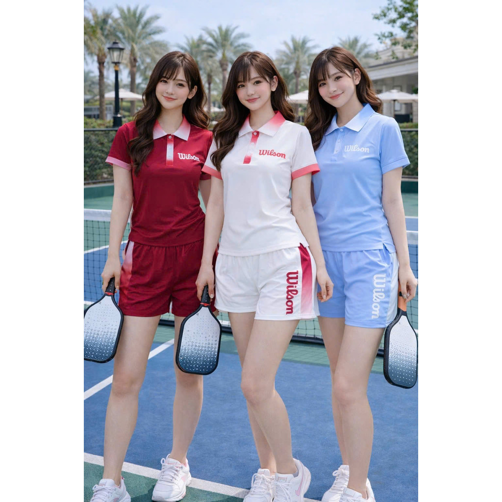 [PICKLEBALL NEW] Bộ đùi thể thao Wilson-áo polo kết hợp quần 2 lớp tập pickleball, tennis, gofl