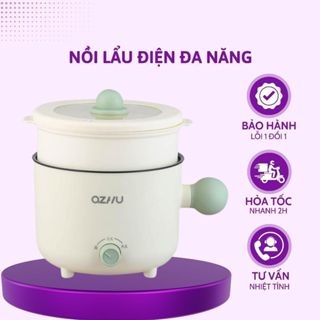 Nồi điện đa năng OZUI , nồi lẩu mini đa năng kèm khay hấp, chất liệu chống dính, dung tích 1,8L tốc độ sôi cực nhanh