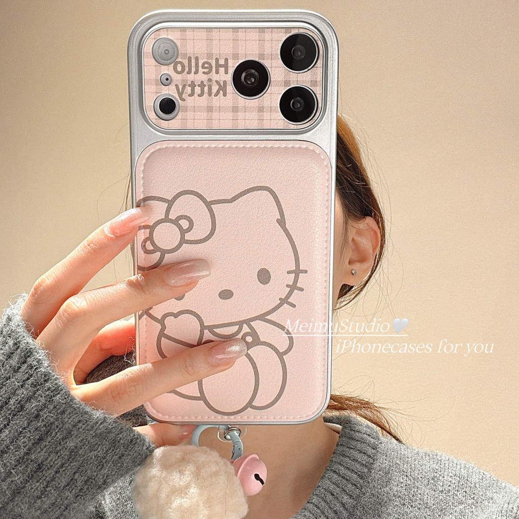 Meimu Hoạt Hình Mèo Đường Màu Hồng Dễ Thương Thích Hợp Cho iphone17 Vỏ Điện Thoại Apple 16promax Pho