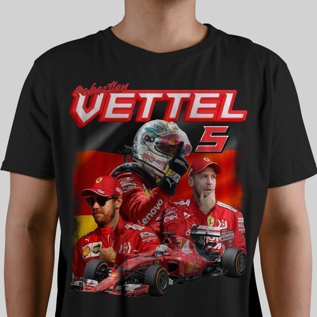 Thời trang 2026 Sebastian Vettel Ferrari Formula One Racing Vintage 90 Bootleg Unisex Áo thun, Racin