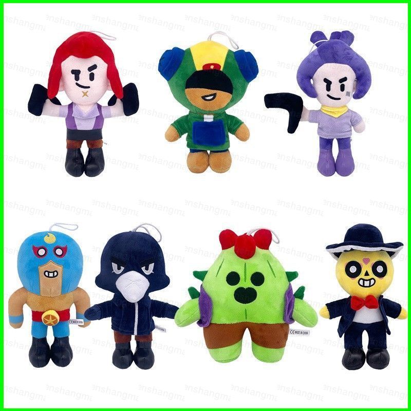 PS1 Brawl Stars Shelly Colt Leon Spike Brock Crow Plushie Nhân vật trò chơi dễ thương Đồ chơi nhồi b