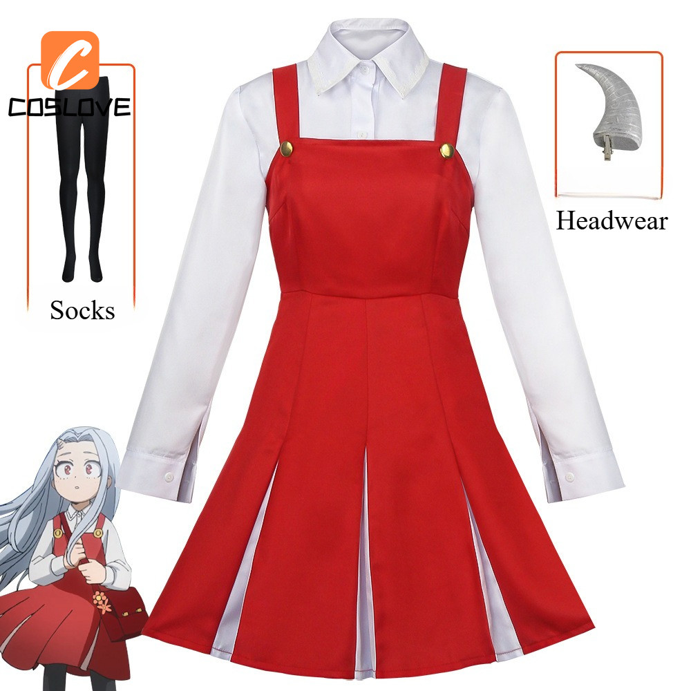Anime My Hero Academia Eri Cosplay Outfit Full Set - Costume with Red Dress for Women