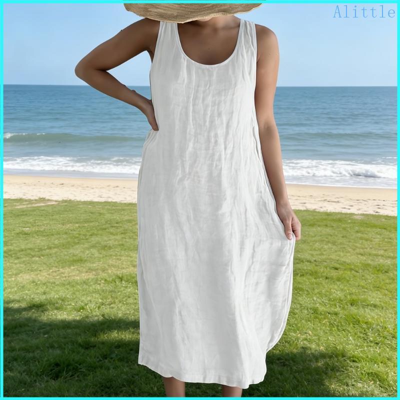 Alia Flatter A Line Cotton Blend Dress Không Tay Cho Nữ Lý Tưởng Cho Thời Tiết Nóng Và Sự Kiện Ngoài