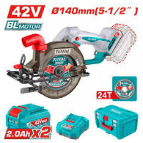 NEW 42V Máy cưa đĩa tròn dùng pin 42V max động cơ không chổi than, cắt nghiêng - TOTAL TSLI4214012