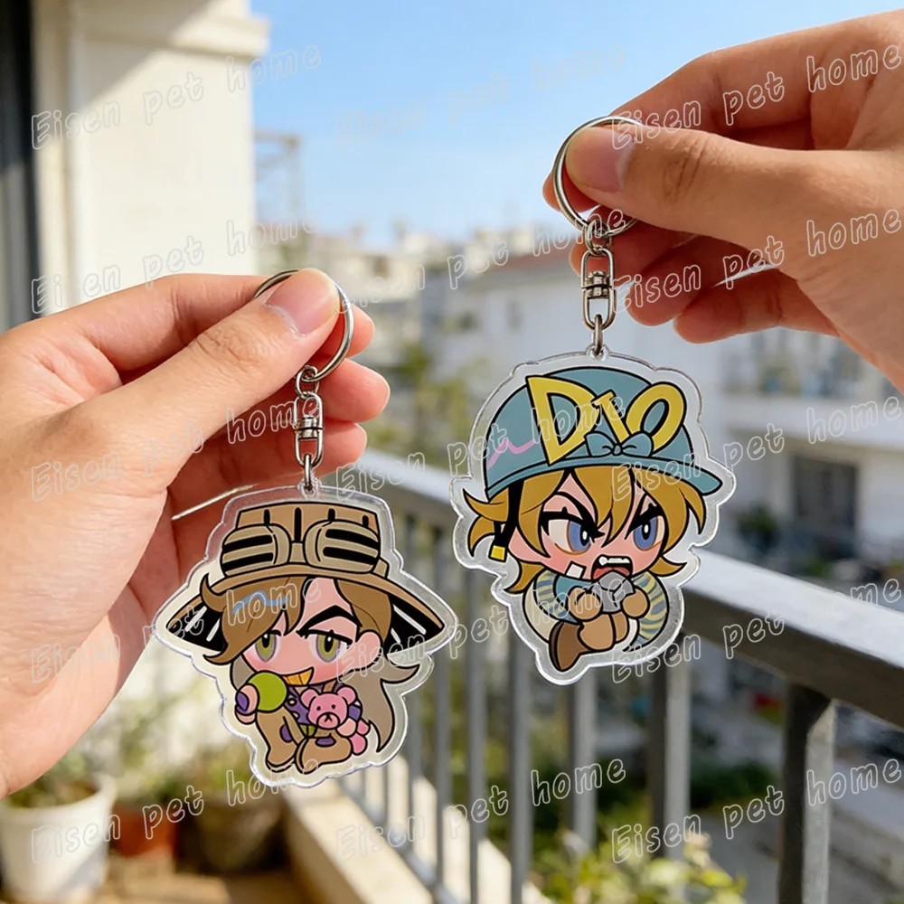 Móc khóa Anime JoJos Bizarre Adventure Steel Ball Run Diego Brando Gyro Zeppeli Chibi Acrylic Mica t