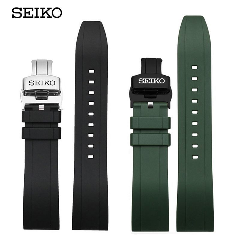 Dây đeo silicon 20mm 22mm Phát hành nhanh Viền cong Diver Style Dây cao su xanh, Thích hợp cho Seiko
