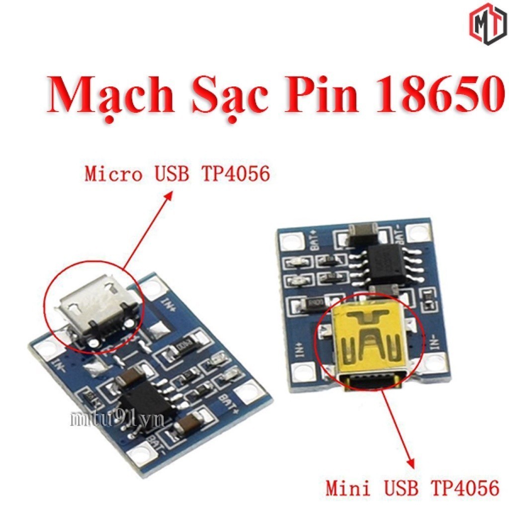 051 2 Cái - Mạch sạc pin Li-Ion -18650 - lithium TP4056 TC4056 1A - có cổng Micro | Mini USB (combo 