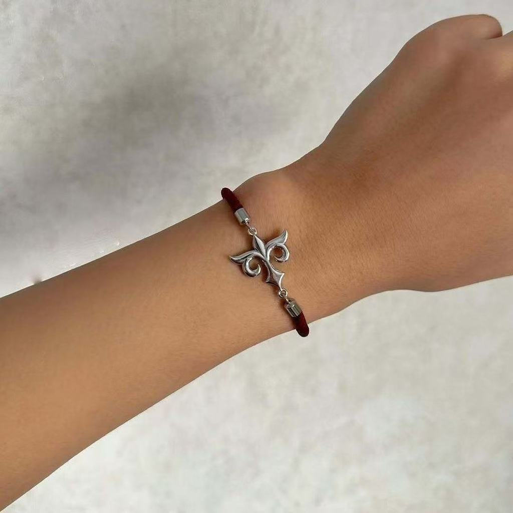 New ethnic minority red rope bracelet, Kazakh jewelry, ethnic hand accessory12y Two black style wove