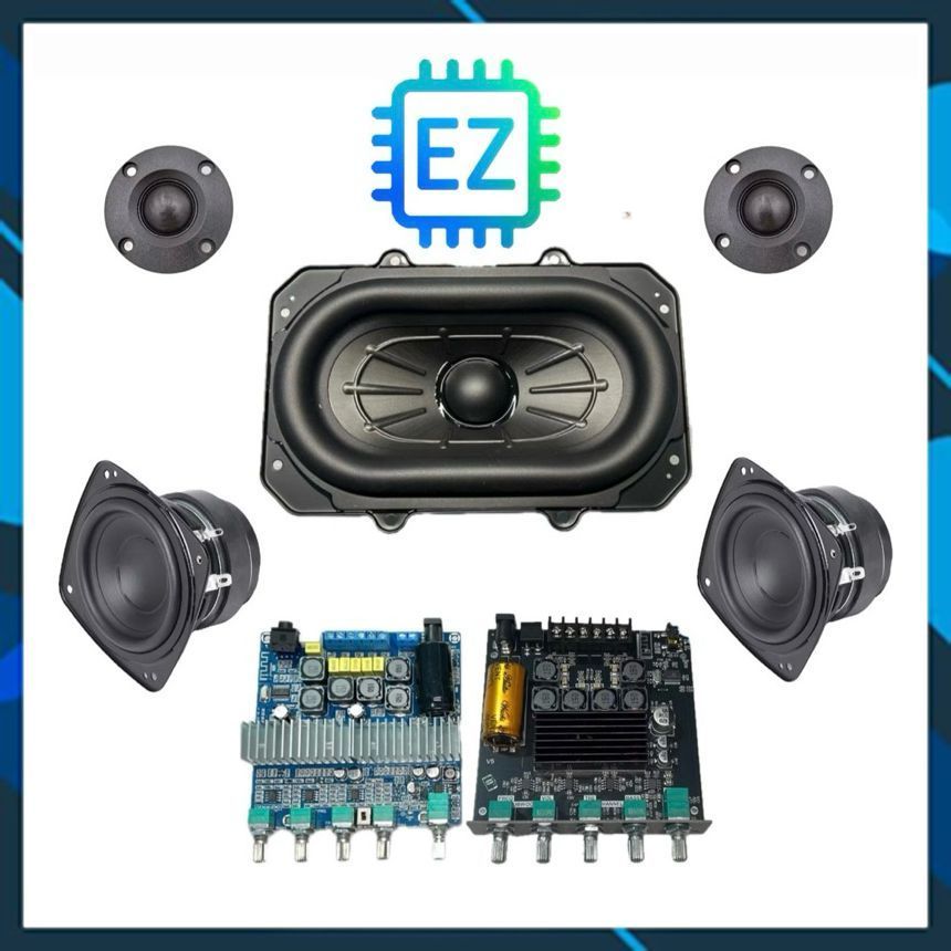 Combo tự ráp loa mạch TB21/Gemaudio 2.1 + sub, midtreble boombox 3 + treble lụa kèm tụ