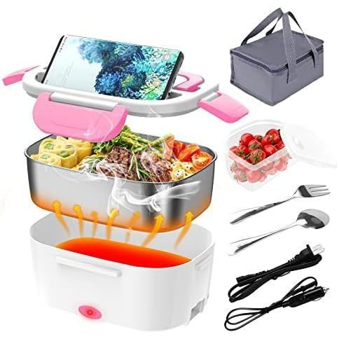 Hộp Cơm Trưa Điện CHARMDOO, Máy Sưởi Ấm Thực Phẩm 12V 24V 110V, Hộp Cơm Trưa Làm Nóng Nhanh Hơn 80W 