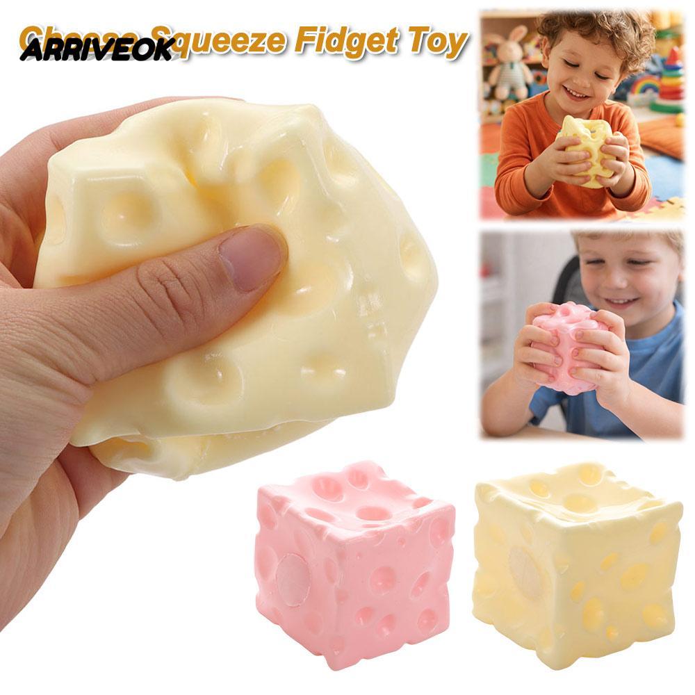 ARRIVEOK Jumbo Cheese Cube Stress Ball, Shapeable Squishy Texture Cheese Bóp Fidget Toy, Chống căng 