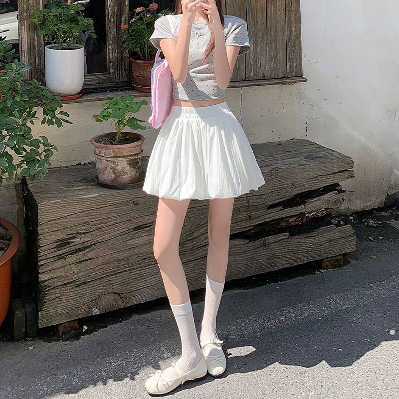 Women's Clothing Bud-Waisted Shorts Summer Thin Girl mm Leisure Bloomers Puffy Pantskirt DgDW
