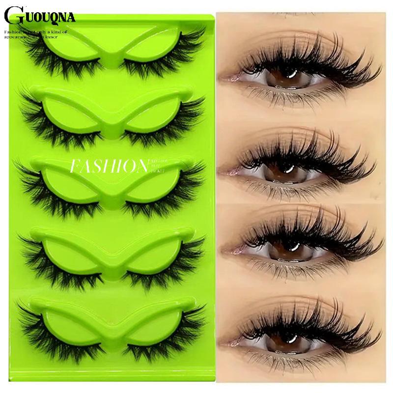 GUOUQNA 5 Đôi Lông Mi Cáo Lông Mi Mèo Lông Mi Giả Lông Mi Wispy Nhìn Tự Nhiên Lông Mi Dài Cánh Cuối 
