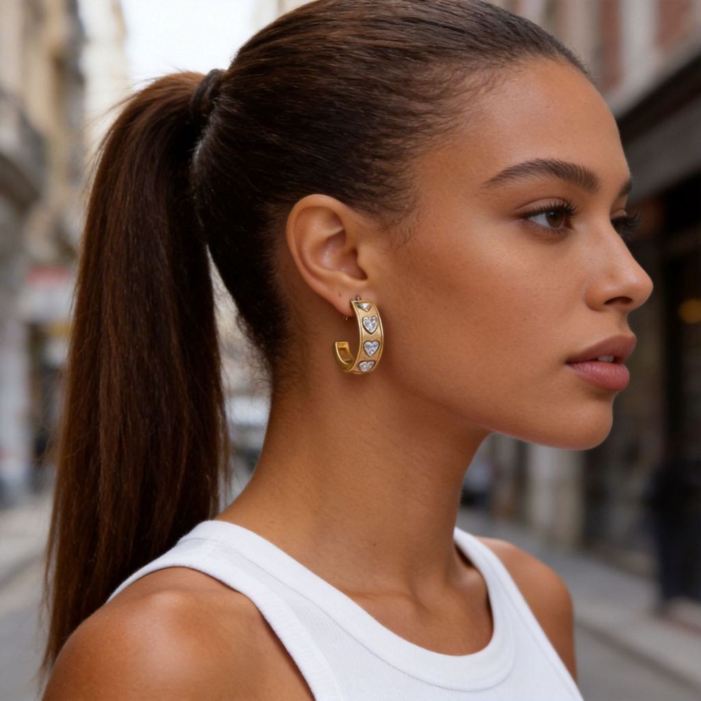 3 Đôi Bông Tai Vòng Hình Chữ C Cho Người Phụ Nữ Trang Sức Quà Tặng Thời Trang Kim Cương